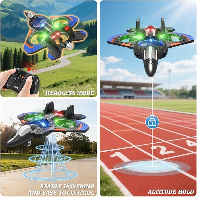 Foam Remote Control Airplanes RC Planes for Kids Adults RC Airplane Fighter Jet with Light 360° Flip Fighter Jet Toys Stunt Roll Airplane Toy Gifts for Kids Boys