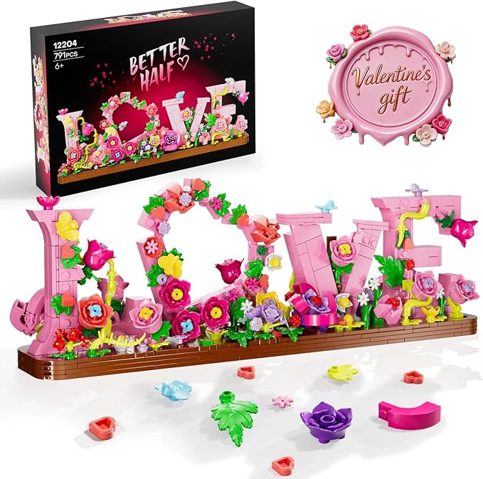 Heart Ornament Building Toy KitLove Shaped Flowers Building Set791PCS Flowers Roses Botanical Plant DIY Collection for Adults Kids Girls and BoysHome Decor Gift for Birthday Valentines