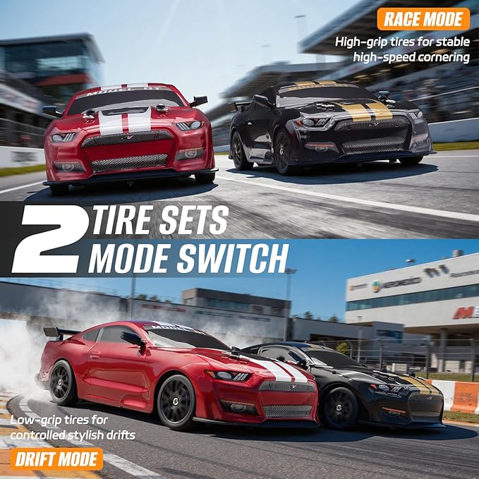RC Drift Car 1:24 Scale Remote Control Cars Vehicle for Kids 2.4GHz 20KM/H 4WD High Speed RC Cars with LED Light Two Batteries &amp Drifting Tires Racing Sport Toy Car for Adults Boys Girls 8602BK