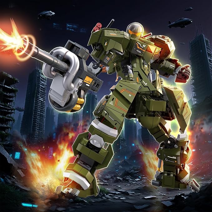 Mech Robot Transforming Building Blocks Set for Adults Green City Protector Mecha Model Action Figures Cool Creative Robots STEM Toys Gift for Teens Boys 598 Pieces