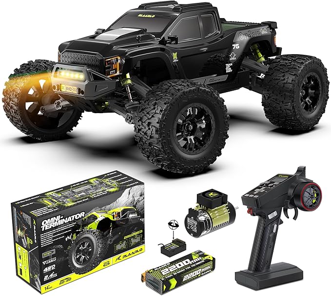 RIAARIO 1/10 Brushless RC Cars Monster Truck 50+ MPH 4WD Waterproof Carbon Fiber Black Ages 8+