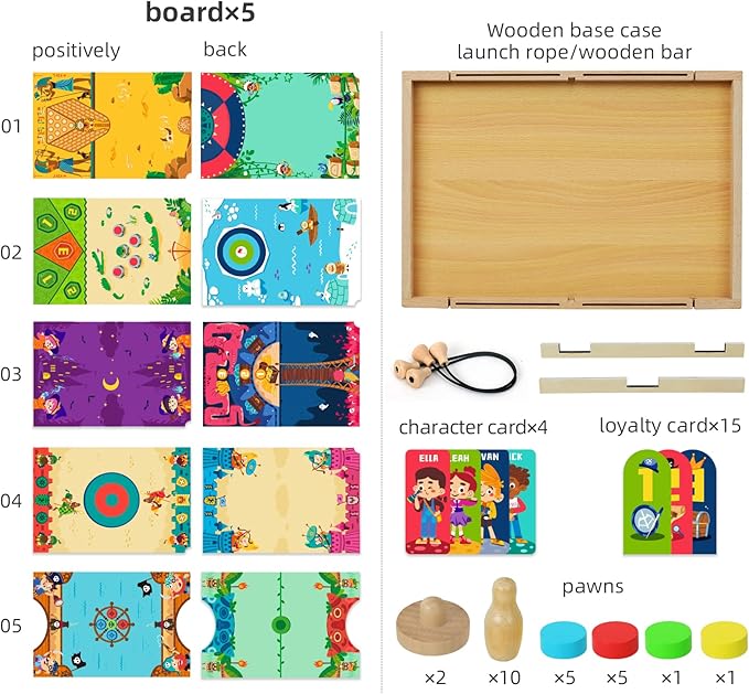 QZMTOY Large Fast Sling Puck Game Air Hocky Table Game Bowling Games -10 in 1 Family Games for Boys GirlsTeensAdultsWooden Hockey Board Game for 3+ Years Old Kids