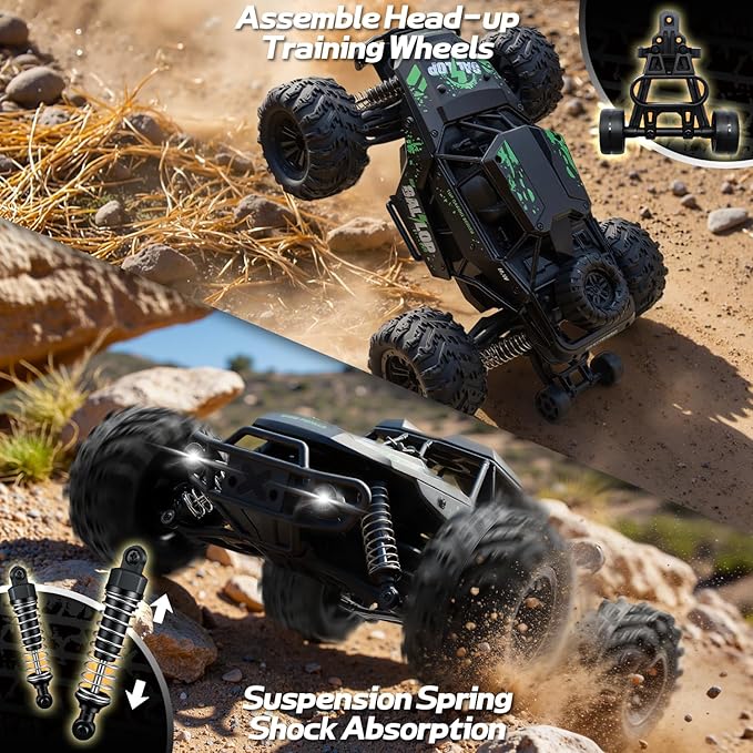1:16 Scale All Terrain RC Cars High Speed Fast RC Car Max 45km/h 4WD Electric Vehicle Remote Control Monster Truck with 2 1500mAh Batteries2.4GHz 4X4 Off-Road RC Drift Car for Kids Boys Adults
