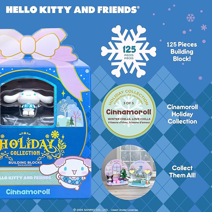 Hamee Sanrio Hello Kitty and Friends Holiday Collection Cute Building Blocks Figure Set – [Birthday Gift Party Favor Gift Basket Filler Stress Relief Collectible Relaxation] – Cinnamoroll