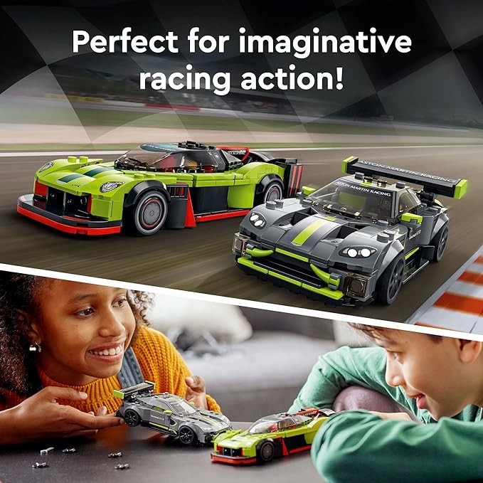LEGO Speed Champions Aston Martin Valkyrie AMR Pro &amp Vantage GT3 2 Collectible Model 76910 - Race Car and Toy Set Includes 2 Driver Minifigures Great Gift for Boys Girls and Teens Ages 9+