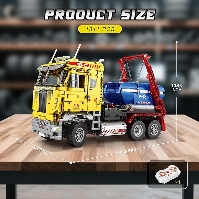 Reobrix Skip Loading Truck Building Blocks Set 22016 RC Dump Truck Model Kit for Adult Remote Control Technic Construction Vehicle Toys Gifts for Adult 14+