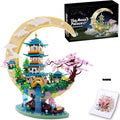 Chinese Moon Palace Micro Building Blocks Set（4288 PCS）Cherry Blossom Bonsai Tree Building Set for Adults TeensMini Japanese Sakura Tree House Architecture Model Bricks Creative Gift for 14+