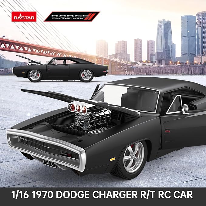RASTAR RC Cars 1:16 Fast &amp Furious 1970 Dodge Charger R/T Remote Control Car Toy Muscle Cars for Boys Matt Black 2.4G