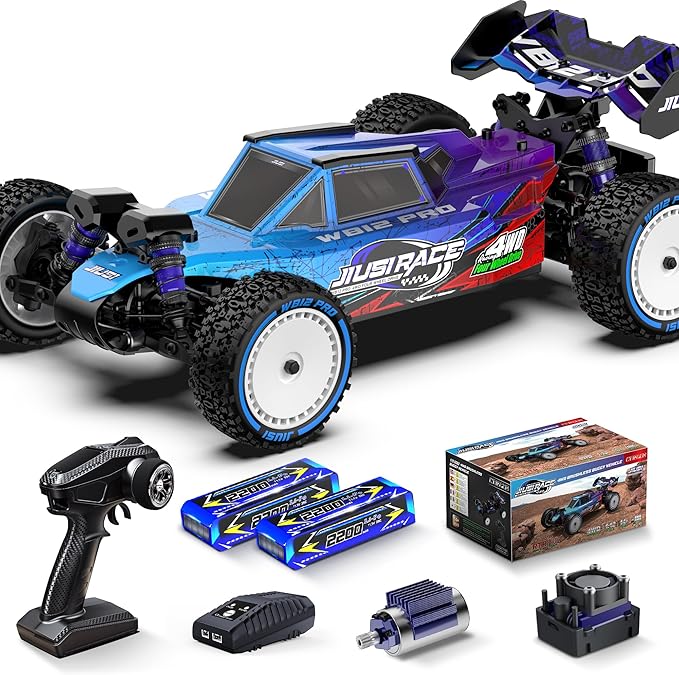 1/12 Brushless RC Cars for AdultsFast 50 mph Off-Road All Terrain Buggy4WD RC Buggy with 2.4GHz Remote Control and Two 3S Batteries25W Fast ChargingRTR 4X4 Electric RC Cars