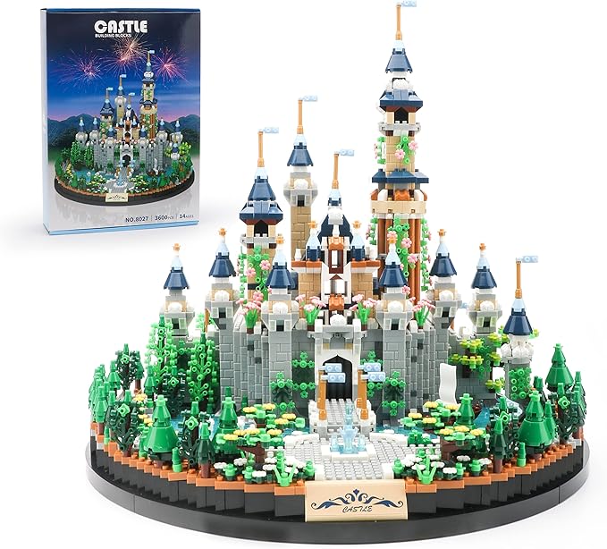 Magic Princess Blue Castle Micro Building Blocks Set for Women Architecture and Collection Model Creative Display Gift for Adults and Ages 14+ 3600 PCS