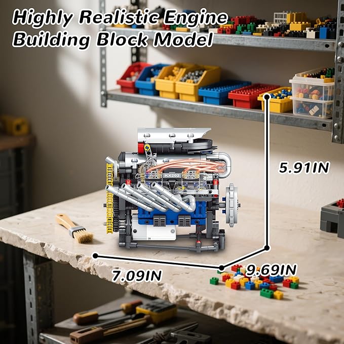 Mini V8 Engine Kit that Runs Building Set Technic Model with Motor Light &amp APP Control Mechanic Engineering Collectible for Adults Boys 14 Years &amp Up