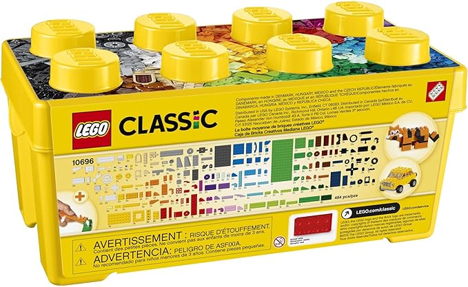LEGO Classic Medium Creative Brick Box 10696 Building Toy Set - Featuring Storage Includes Train Car and a Tiger Figure and Playset for Kids Boys and Girls Ages 4-99