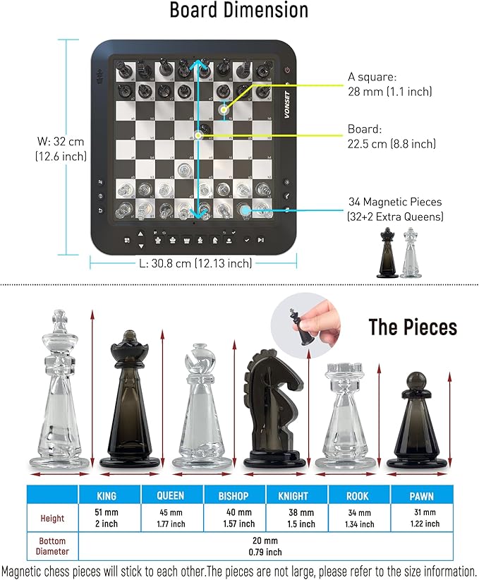 P6 Electronic Chess Board Chess Computer Talking Smart Chess Board Magnetic Electronic Chess Set with LED for Kids &amp Adults