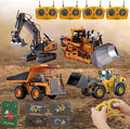 Construction Rc Set of 4 2.4ghz Remote Control Excavator 360° Rotation Lights and Sounds Command The Site Conquer The Dirt Collaborative Experience Alloy Material (4Pcs-ABCD)