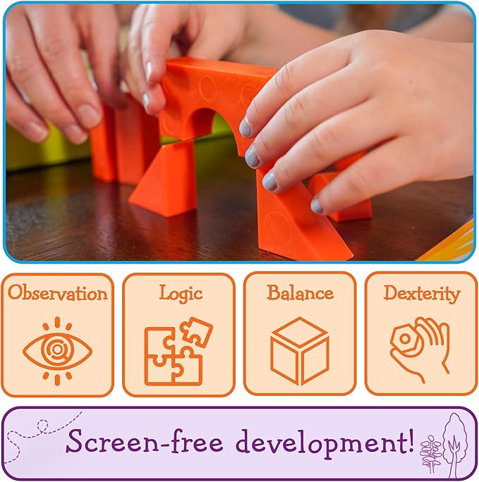 FoxMind Games: Equilibrio Spatial Logic and Dexterity Game Build Gravity Defying Structures 60 Smart Puzzles to Work Through 6 Levels of Complexity Develops STEM Skills 1+ Players for Ages 5+