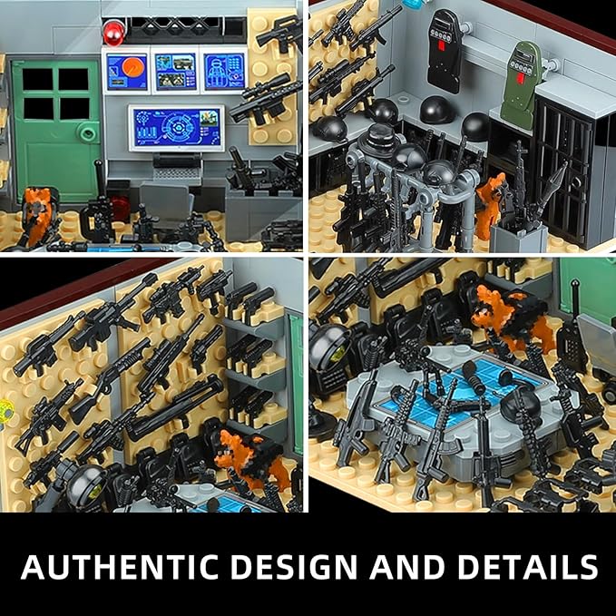 Army Military Base Building Blocks Set Toy with 6 Police Figures and Swat TeamWeapons PackCompatible with Lego Armory Battle BrickSuitable for Adults and Children Aged 6+