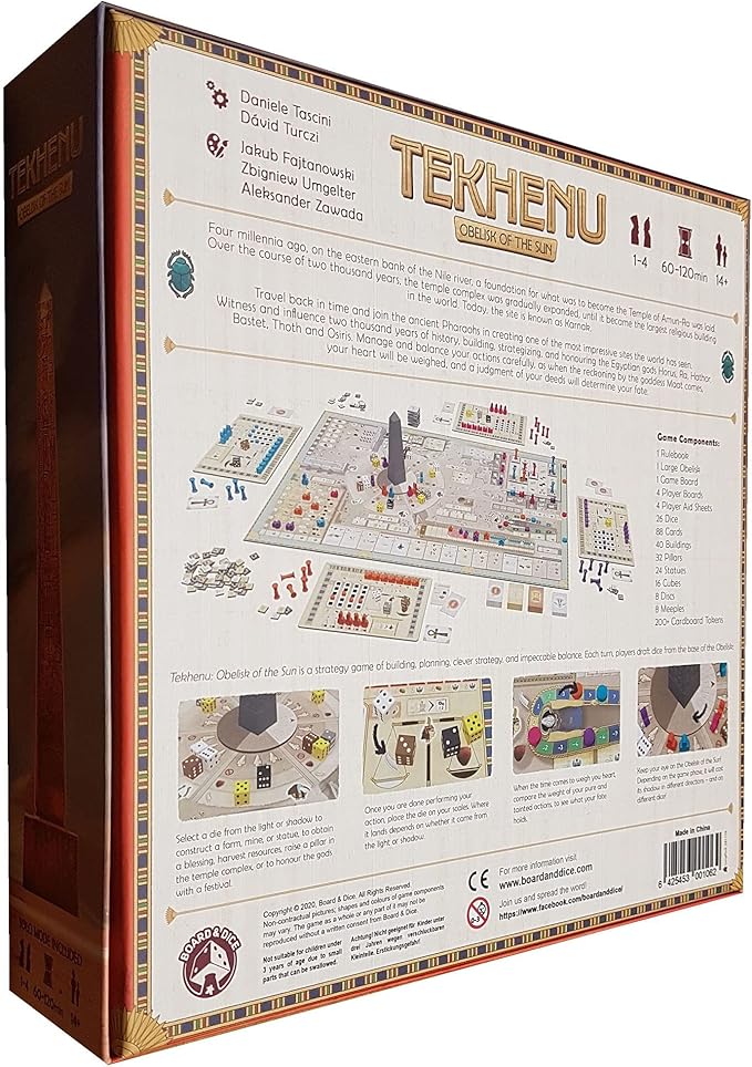 Board and Dice Tekhenu: Obelisk of The Sun - Strategy Ancient Board Game Ages 14+ 1-4 Players 60-120 Mins Multicoloured