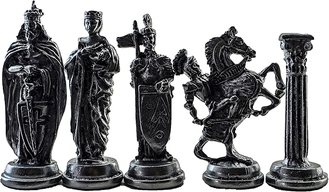 (Only 32 Pieces) Medieval British Army Antique Copper Metal Handmade Chess Pieces (Without Board)