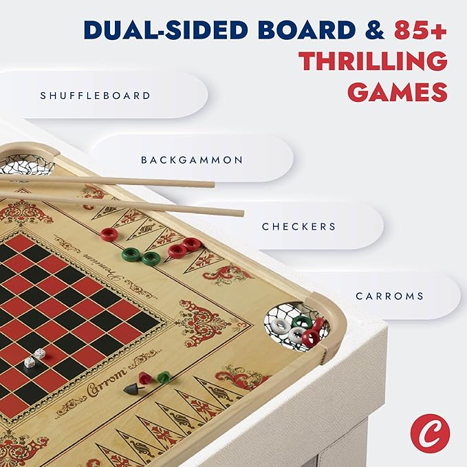 Carrom Board Game Set — Large Board Games for Adults &amp Children — Over 85 Board Games for Family Game Night — All in One Board Game Set