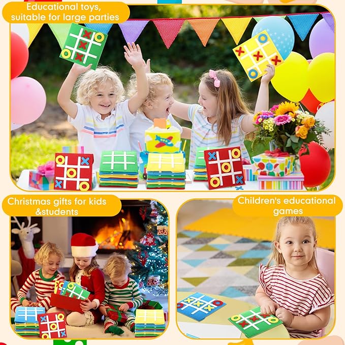 Yilloog 100 Pack Tic Tac Toe Mini Board Games Toys Bulk for Kids Tic Tac Toe Felt Board Game Birthday Party Favors Goodie Bag Stuffers for Classroom Prizes Back to School Gift 4.8''×4.8''
