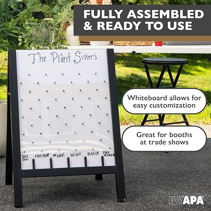 Ilyapa Board - Large Portable Prize Drop Game for Events and Trade Show - 21 x 30 Inch Double Sided - Wooden A-Frame Whiteboard Sign Eraser