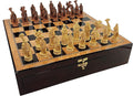 Antique Ivory &amp Brown Norse Viking Chess Set with 17 inch Walnut and Birdseye Maple Color Storage Board