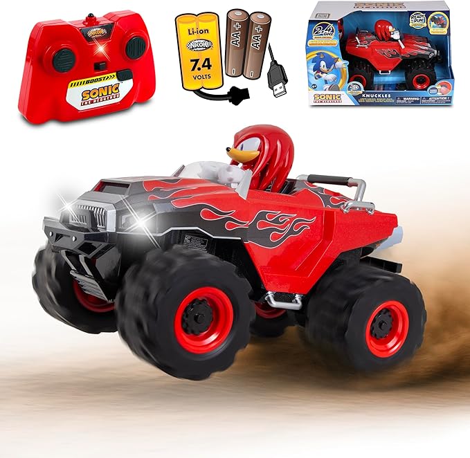 NKOK RC Sonic Racing CrossWorlds Monster Truck Knuckles Ready-to-Run 2.4GHz Remote Control Turbo Boost Wheelie &amp Donut Action All-Terrain Off-Road Ages 6+ Fun Gift for Kids Toy Award Winn