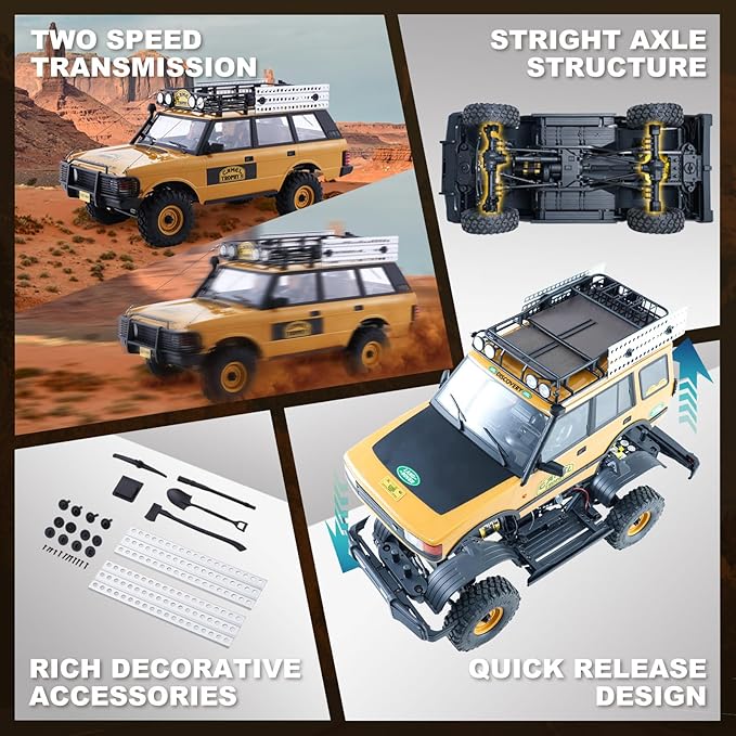 FMS FCX10 1/10 RC Crawler Land Rover Camel Trophy Edition Official Licensed 4WD All Terrain Off-Road RC Truck for Adults High-Detail Scale RC Car with Metal Gears Upgraded Shocks (Discovery)
