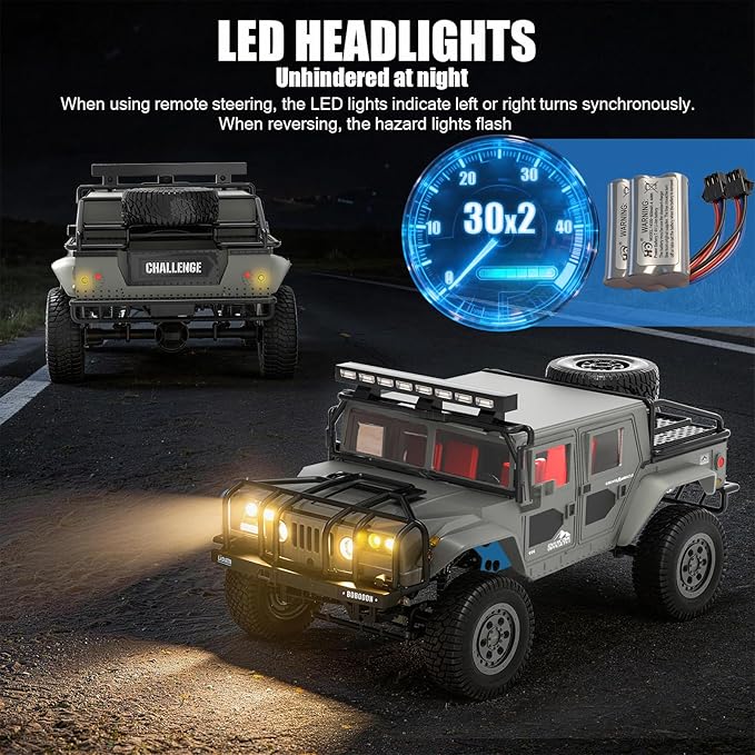 1:12 RC Car Toy 4WD 2.4GHz Remote Control Off-Road Crawler Vehicle IPX4 Waterproof 13MPH Full Metal Chassis with LED Lights Rechargeable Batteries for Adults Kids 8+ (Yellow)