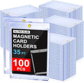 100ct Magnetic Trading Card Holders: 35pt One Touch Card Holder U-V Protection Hard Plastic Magnetic Cards Case for Sports Game Football Baseball Cards