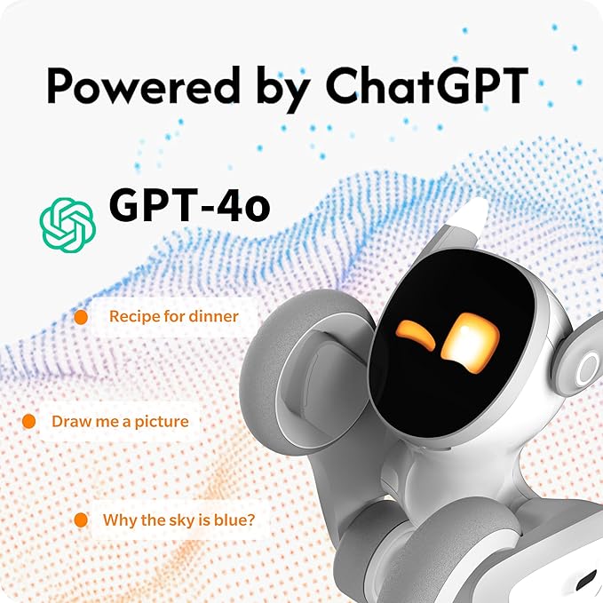 Robot Pet Dog ChatGPT-4o Smart AI-Powered Companion Voice &amp Gesture Control Real-Time Interaction Robotics Toys for Kids Home Monitoring - Includes Charging Dock