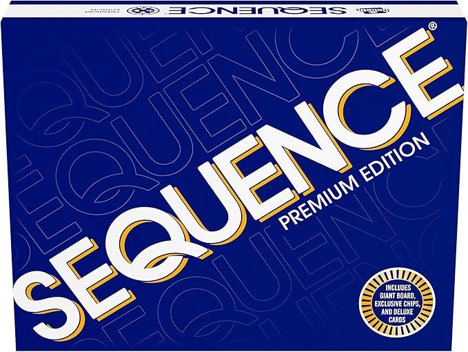 Sequence Premium Edition - Stunning Set with Giant Board (20.25 x 26.25 inches) Exclusive Chips and Deluxe Cards by Goliath Blue for Ages 7+