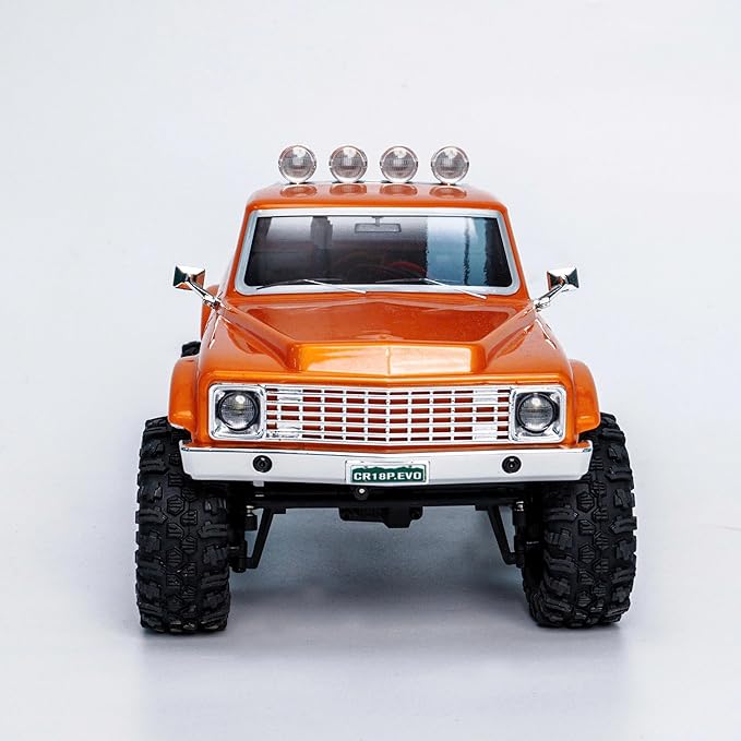 HOBBYPLUS CR18P EVO 2 Rock RC Crawler - 1/18 Scale Mini RC Crawler with Two-Speed Transmission All-Metal Gears Evolved EVO Platform Ready-to-Run Distinctive Styling Convoy Hugger Orange