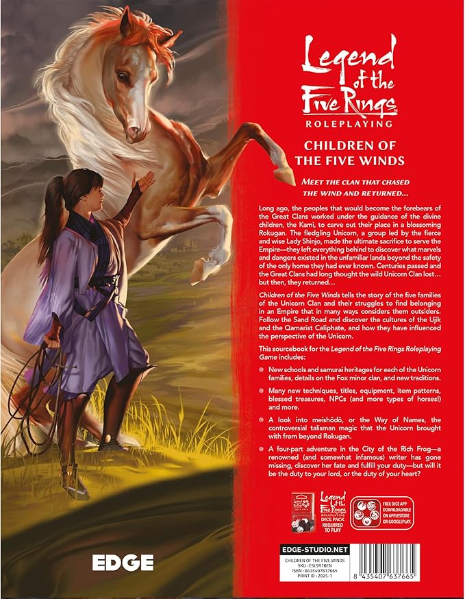 Legend of The Five Rings Roleplaying Game Children of The Five Winds SOURCEBOOK - Explore The Sand Road and The Peoples of Khanbulak Unicorn Clan Supplement Made by Edge Studio