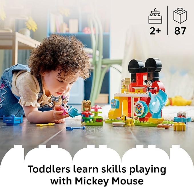 LEGO DUPLO Disney Mickey Mouse Clubhouse with Minnie &amp Pluto Building Toy - Fine Motor Skill Toy for Toddlers Ages 2+ - Mickey Mouse Toy for Boys &amp Girls - Birthday Gift for Kids - 10465