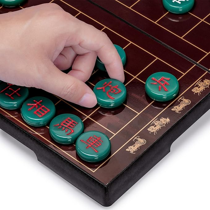 Yellow Mountain Imports Chinese Chess (Xiangqi) Magnetic Travel Board Game Set (12.8-Inch) with Jade-Colored Playing Pieces