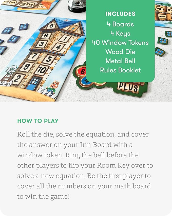 SimplyFun Math Room - Educational Game - Quick Thinking &amp Fun Games for Kids Ages 5 &amp Up - Fast Solving Addition &amp Subtraction Game - 2 to 4 Players