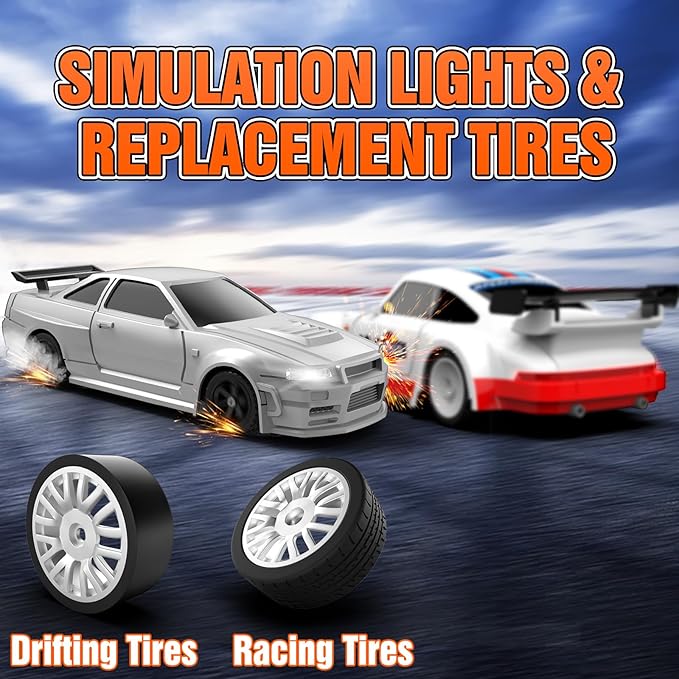 RC Drift car 1/43 Mini Rc Drift car with Gyroscope 2.4GHz Full Proportional Remote control Cars 4WD High Speed Racing with Lights Racing Tires Model Cars Gift for Adults Kids Boys Girls
