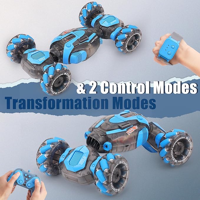 Gesture Sensing RC Stunt Car for Boys Remote Control Toys for Kids Age 5-7 6-8 9 10 11 12+ Years Old Birthday Gifts 2.4GHz Hand Controlled RC Drift Car with Light &amp Music Double-Sided Driving
