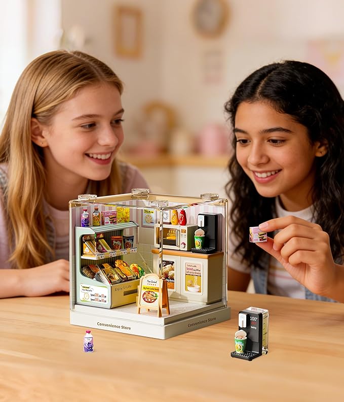 Tiny Convenience Store Miniature Kit DIY Mini Mart Building Set with Goods Creative Room Decor &amp Collectible Gift for Teens and Adults