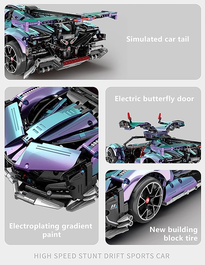 Super Sports Car Building Blocks Set 1:10 Apollo IE Raceing Car Model Building Race Engineering Toy for Adults Remote Control Drifting Hypercar with 5 Motors(2036 PCS)