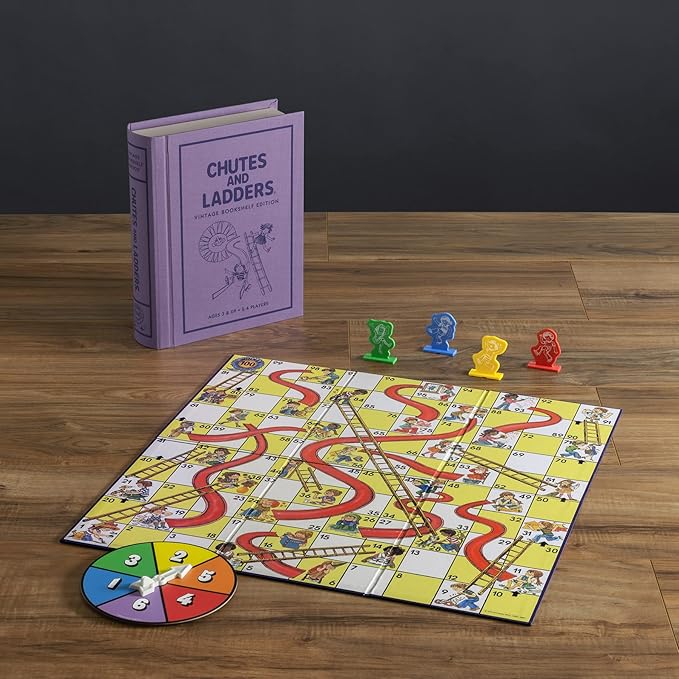 WS Game Company Chutes and Ladders Vintage Bookshelf Edition Decorative Library Case with Slipcover Nostalgic 1979 Design Family Board Games for Collectors &amp Kids Ages 3+