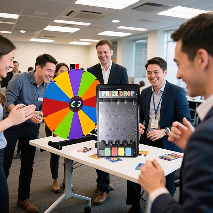 WinSpin Modular Prize Wheel Kit Mini 25x14 Prize Drop Board &amp 24 Tabletop Spinning Wheel Spinning Fortune Game Carnival Live Stream Party Tradeshow