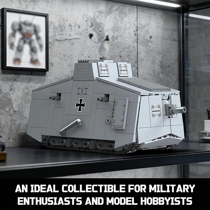 WW1 A7V Heavy Tank Building Sets German Army Military Vehicles Collectible Model for Adults Enthusiasts - 920PCS