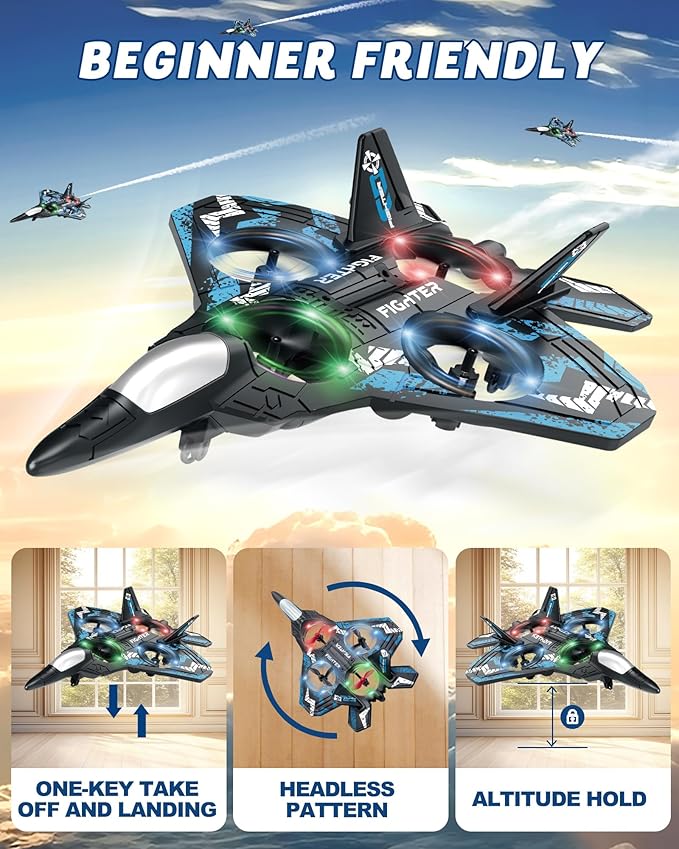 Drones for Kids Form RC Plane Remote Control Airplane Aircrafts for Boys and Girls Jet Helicopter Drones with LED Lights 360° Flip 3 Rechargeable Batteries Toys for Christmas