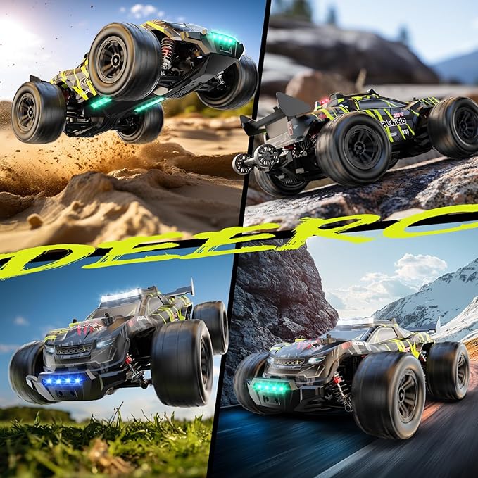 DEERC 1611 1/14 Fast Brushless RC Car for Adults 43 MPH High Speed 4x4 Off-Road RC Truck Waterproof Monster Truggy All Terrain Remote Control Drift Car for Boys 8-12 2 Batteries 3S Lipo Compatibl