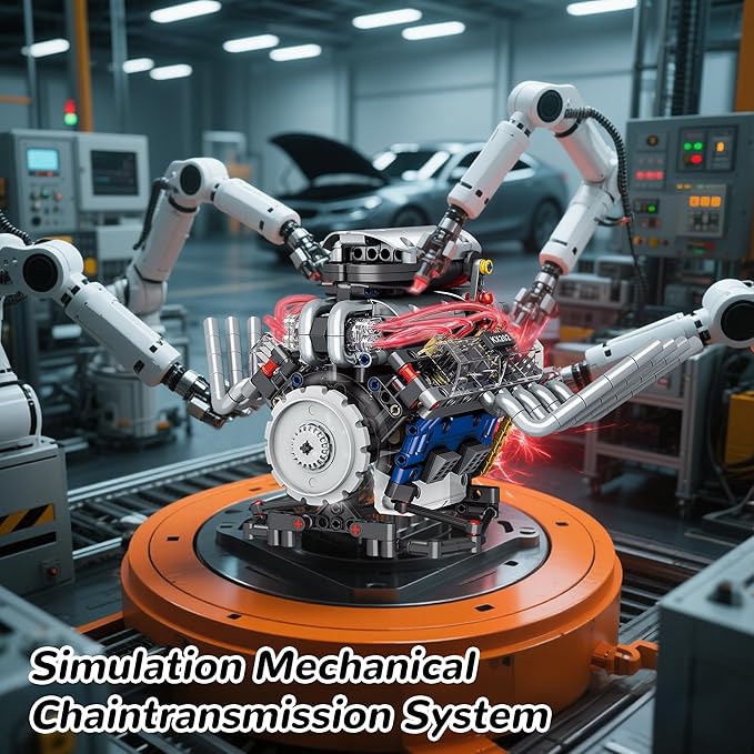 Mini V8 Engine Kit that Runs Building Set Technic Model with Motor Light &amp APP Control Mechanic Engineering Collectible for Adults Boys 14 Years &amp Up