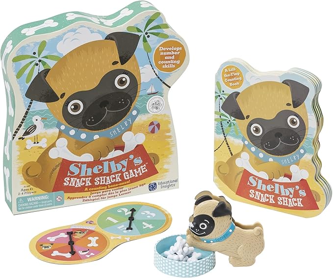 Educational Insights Shelby’s Snack Shack Game and Board Book - Preschool Board Games for 4 Year Olds Early Math Learning Games for Toddlers Fine Motor Toys Counting and Matching 2-4 Players