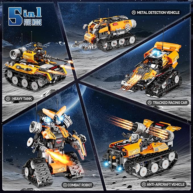 STEM Building Toys for Kids 6-12 5in1 Remote &amp APP Controlled STEM Robot Car Tank Building Kit 600 Pcs DIY Educational Building Blocks Set for Kids Science Learning Boys Girls Birthday Gifts Id
