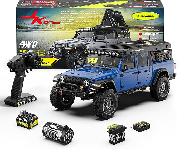 RIAARIO 1/7 Brushless RC Crawler Cars Monster Truck 4WD Waterproof Blue Ages 8+(Not Include Battery)